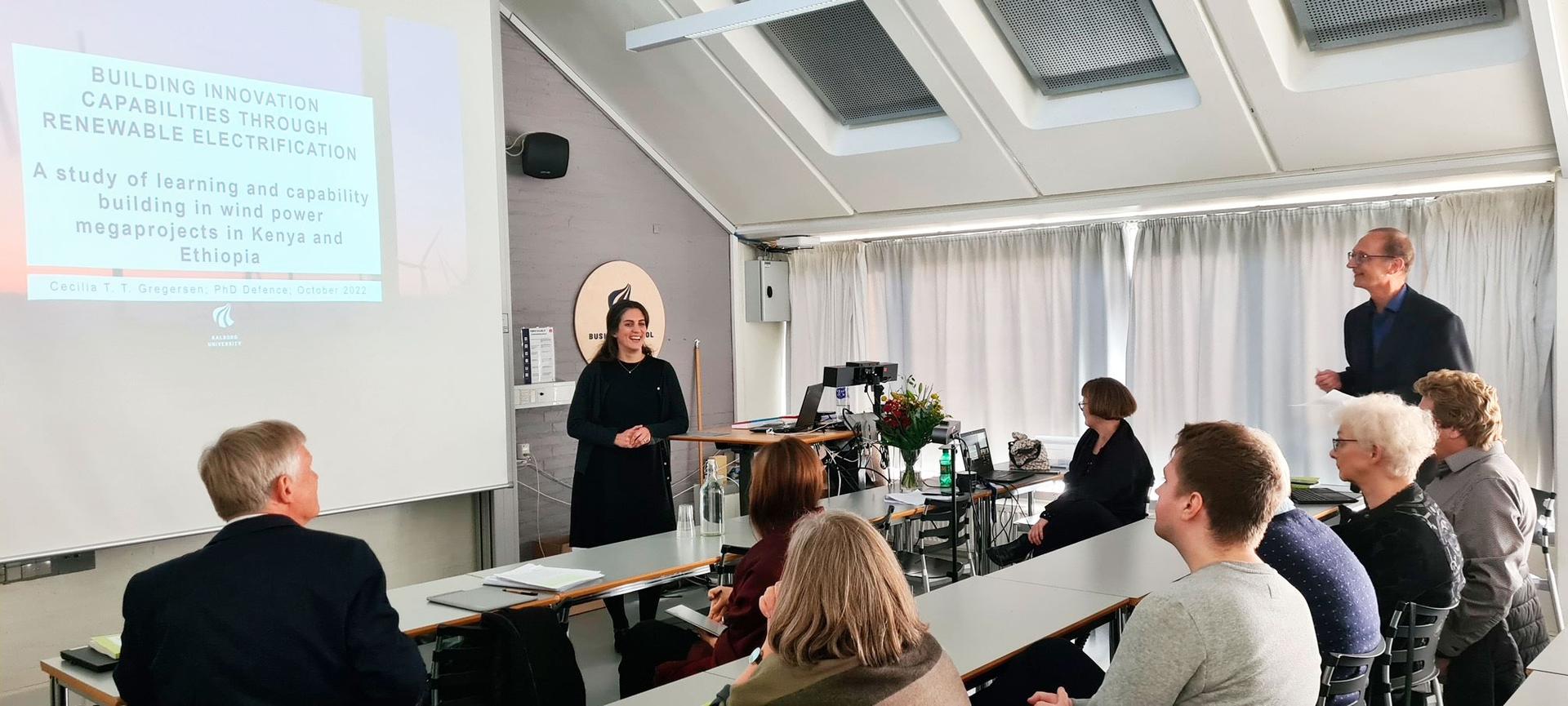 Cecilia Gregersen defending her PhD thesis